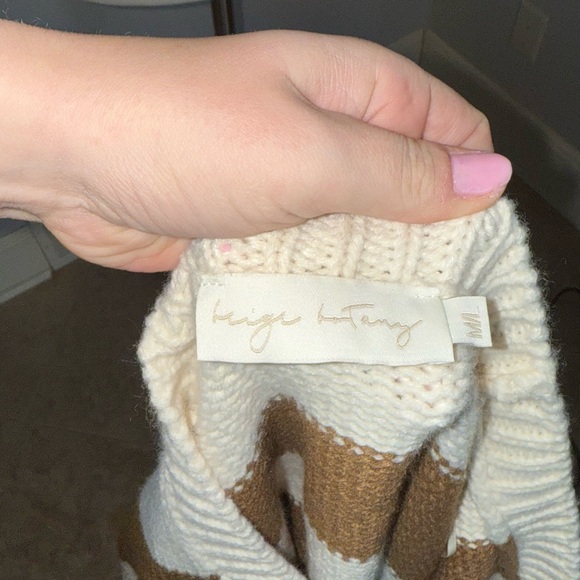 Striped V-Neck Button-Up Sweater - Picture 3 of 3